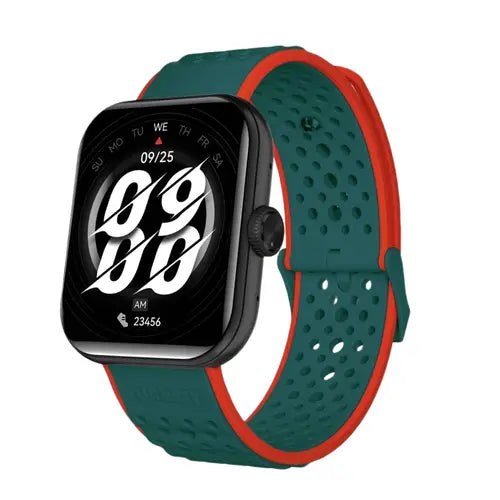 Premium HD Smart Watch - Green & Red strap front side view