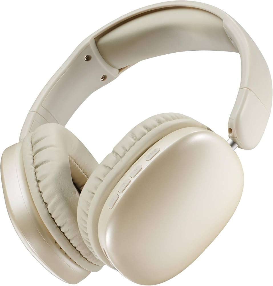 Premium Wireless Bluetooth 5.3 Over-Ear Headphones – Cream/Beige color