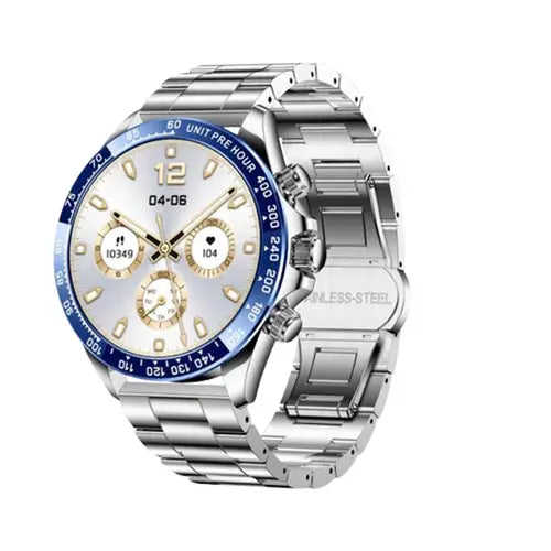 Premium Stainless Steel Smart Watch - Silver dial view