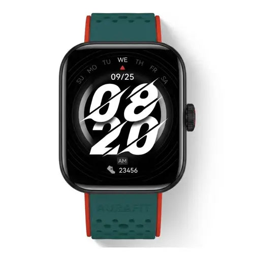 Premium HD Smart Watch - Green & Red strap front face view